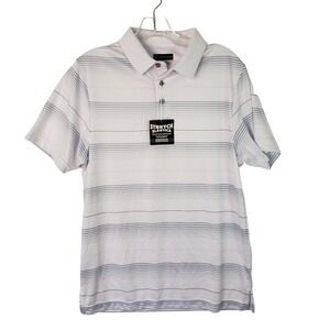 PGA Tour Pro Series Athletic Fit Stretch Golf Polo Shirt Blue Striped Size Small